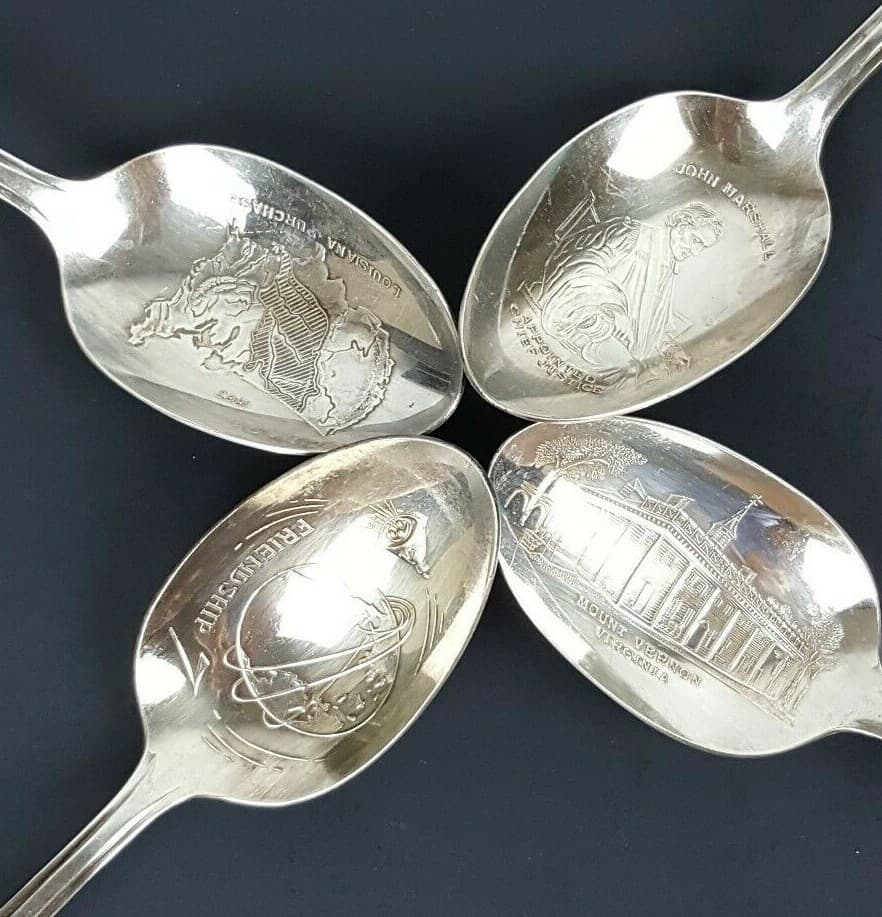 Lot of 4 Rogers manufacturing silver plated presidential spoons 2