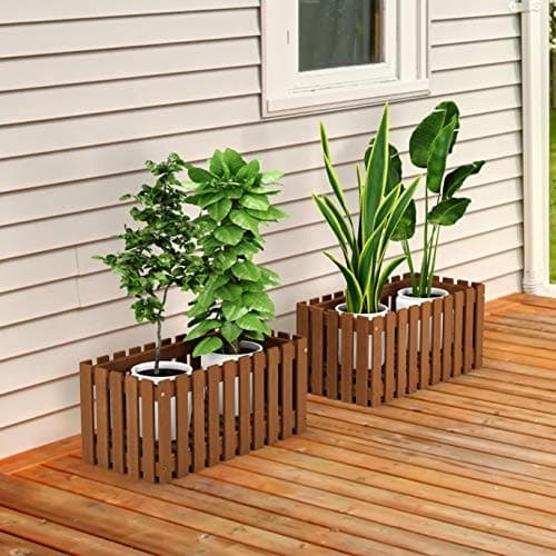  FG18453 Tioman Hardwood Patio Furniture Outdoor Slat Style Flower Planter  2