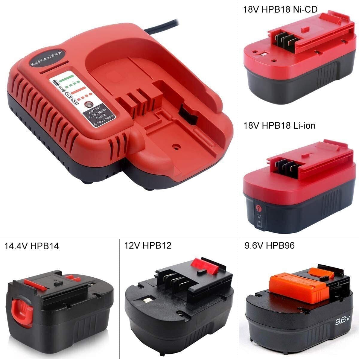 Charger For Black and Decker 9.6V 12V 14.4V 18V 24V HPB18 Battery BDFC240 6