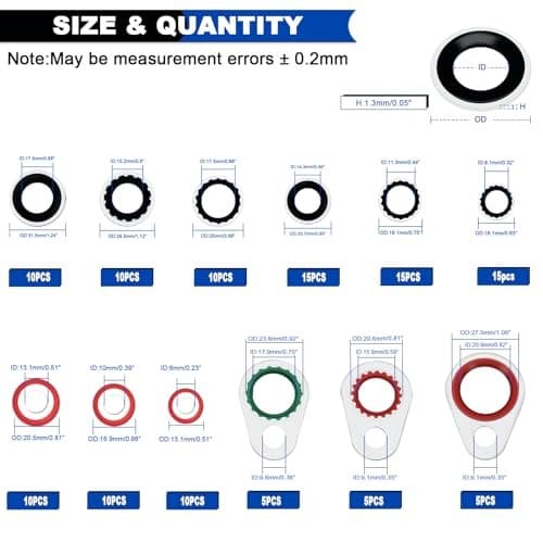 390 PCS Air Conditioning Compressor O Rings and 120 PCS A/C 510 A/C O Rings 3