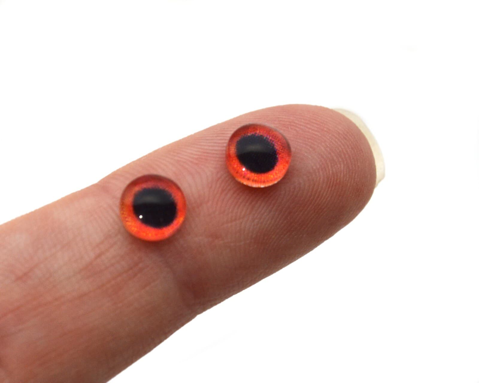 Pair Red Hogfish Fish Glass Eyes Jewelry Doll Taxidermy Flatback Cabochons 3