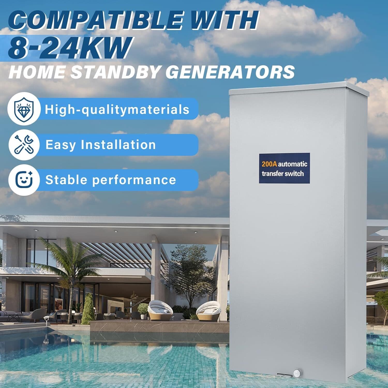 200 Amp Automatic Transfer Switch 120V 240V NEMA 3R Aluminum Enclosure 2