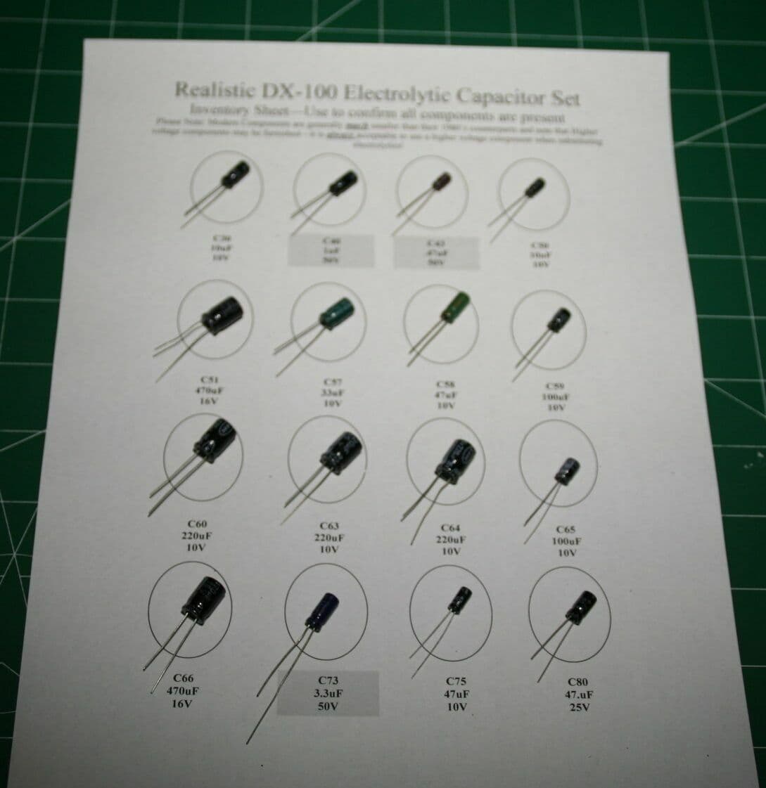Realistic HTX-100 Electrolytic Capacitor rE-Cap Kit - 54 Capacitors -Premium Kit