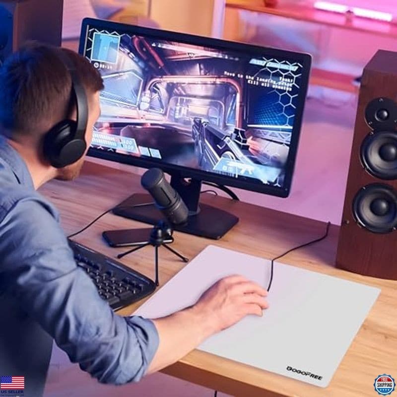 Glass Mousepad with Hard Surface for Gaming, Ultra Smooth Mouse Mat, Premium 2