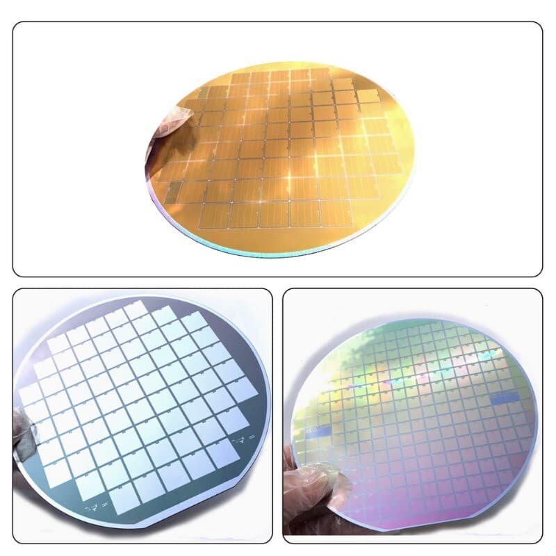 6in Silicon Wafer CPU Chip Semiconductor Lithography Circuit With Bracket NEW 3