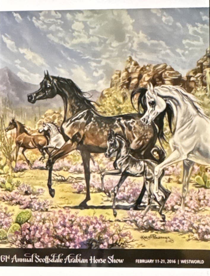 *3* PRINTS 2016 2022 2024 NEW SCOTTSDALE ARABIAN HORSE SHOW POSTER 16"WX20"T 2