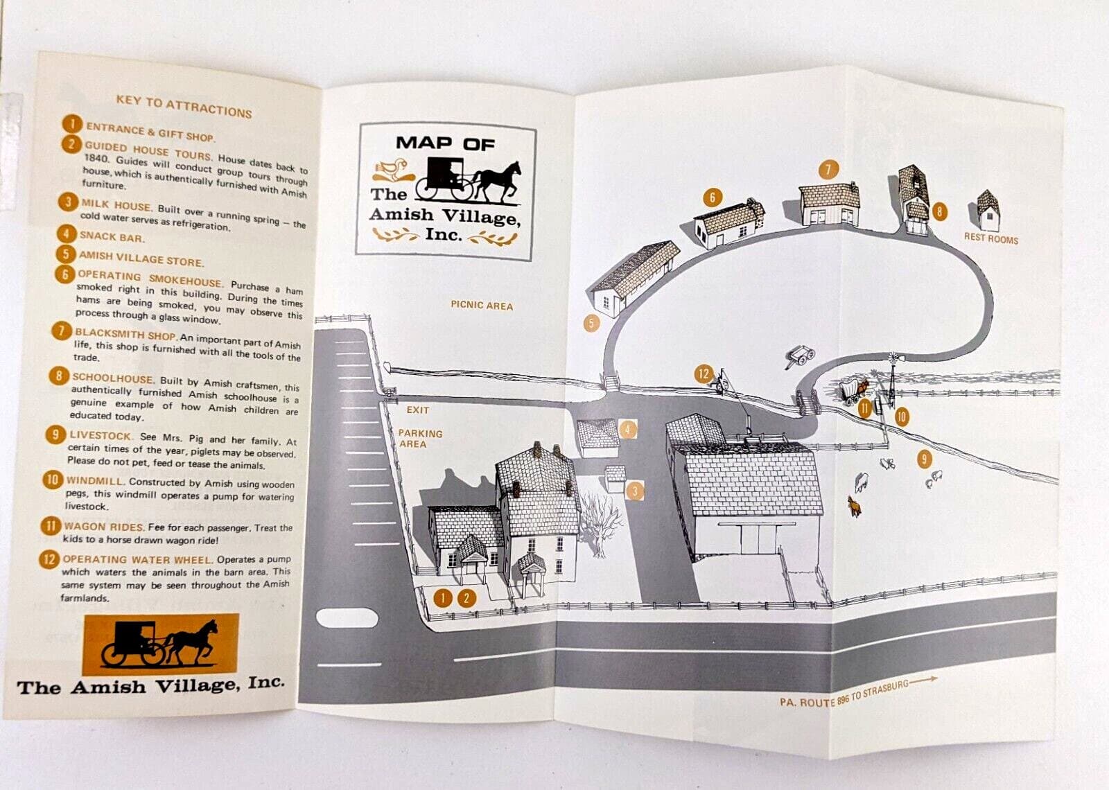 1970s Strasburg Pennsylvania The Amish Village Tours VTG Travel Brochure Gifts 2