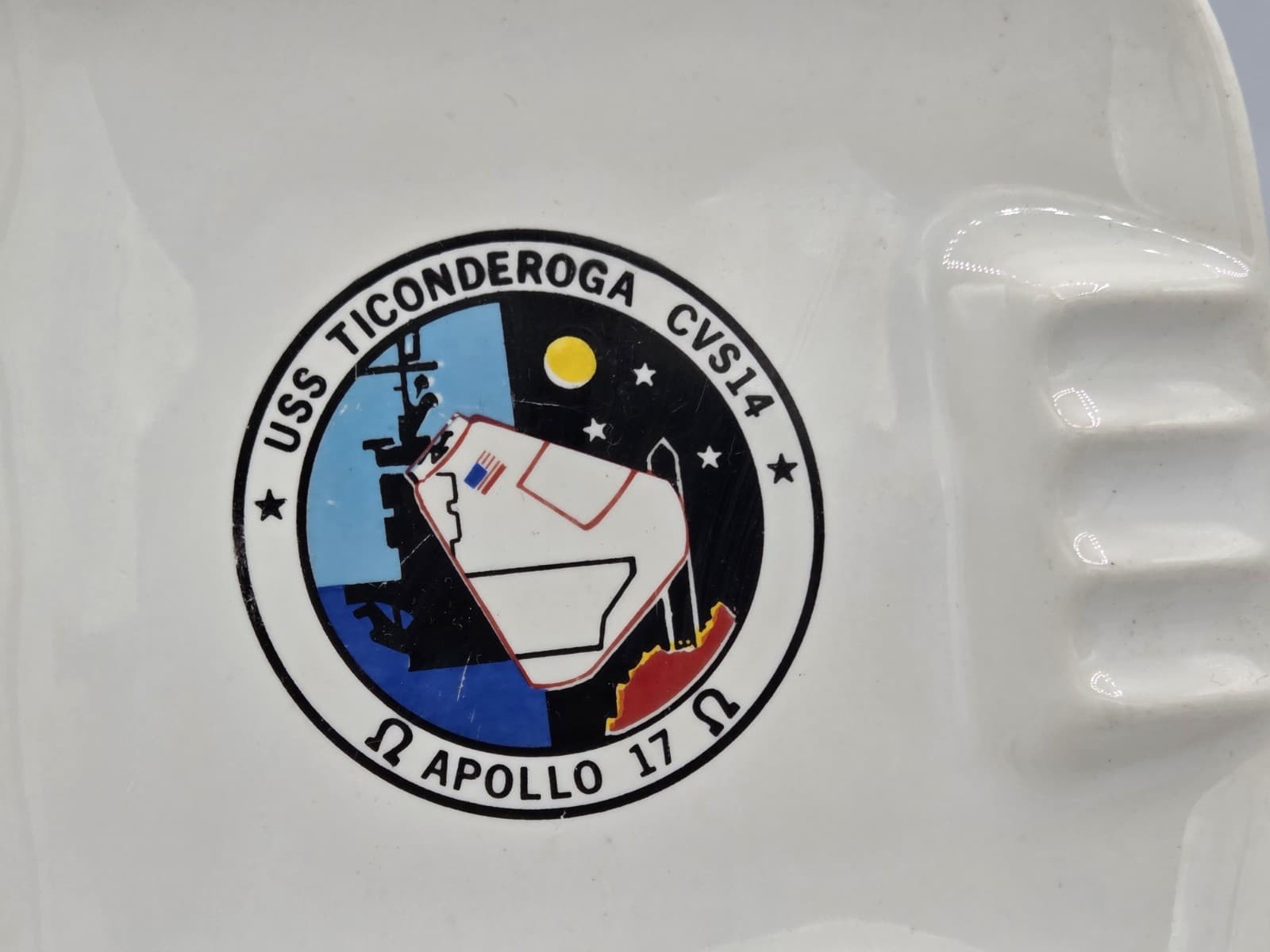 Lot of 2 Vintage NASA Ashtray USS Ticonderoga Apollo 17 Splashdown / Skylab I 4