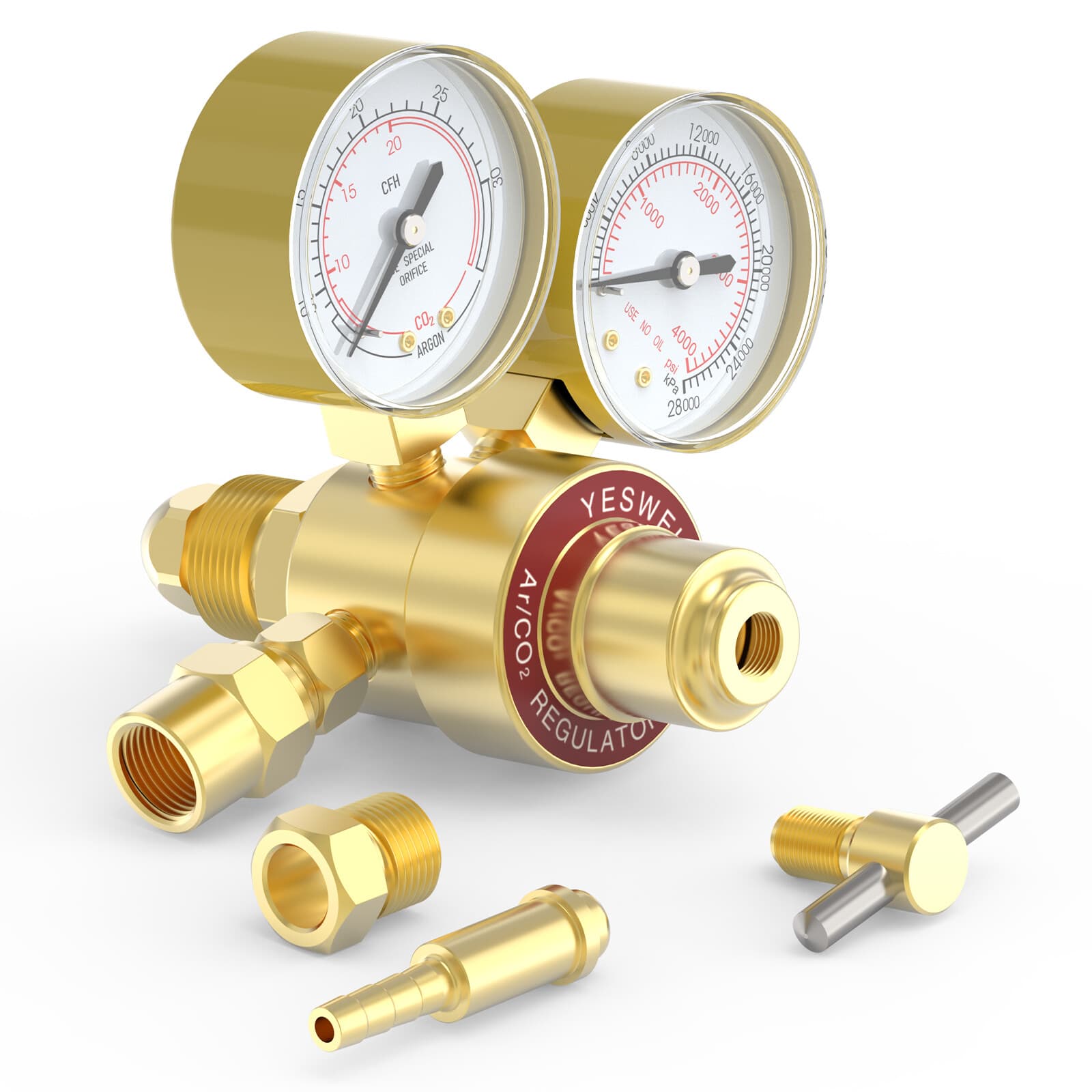 Argon CO2 Regulators Gas Welding Regulator for MIG/TIG, CGA580 Inlet Connection 6