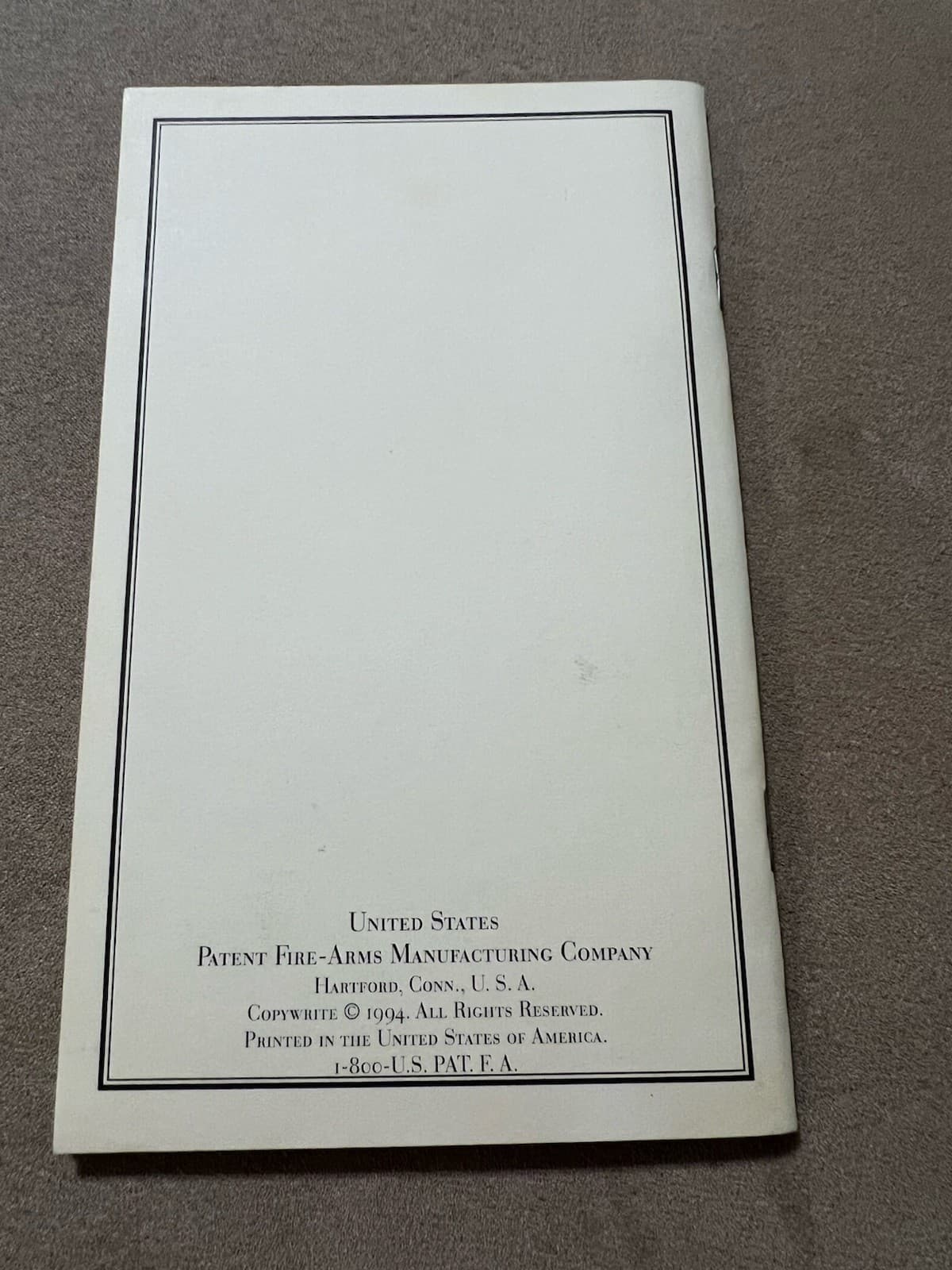 Factory Original USFA United States Fire Arms Single Action Manual 2