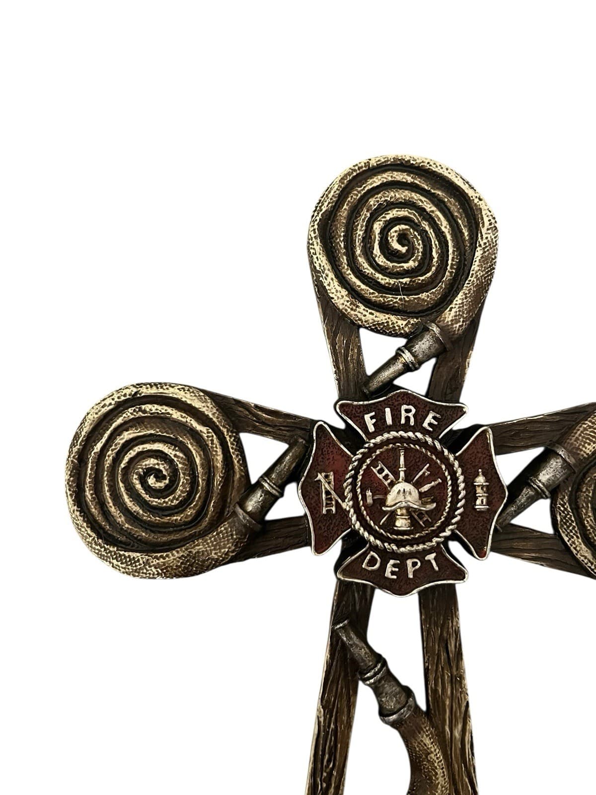 Fire Department Firefighter Resin Firehouse Cross Wall Plaque 12”x8” 4