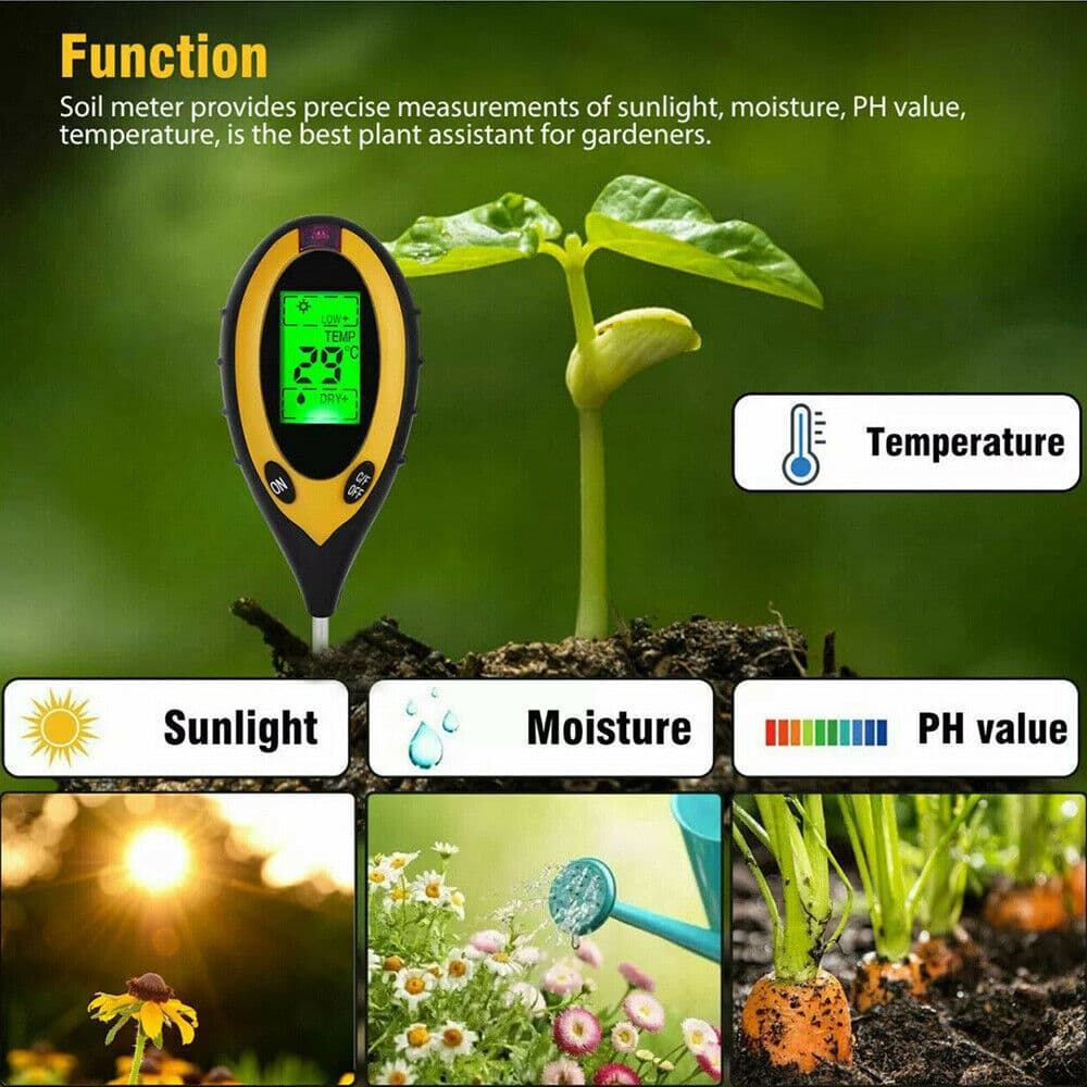 4 in 1 Soil PH Tester Digital Moisture Meter Test for Garden Farm Plant Lawns 2