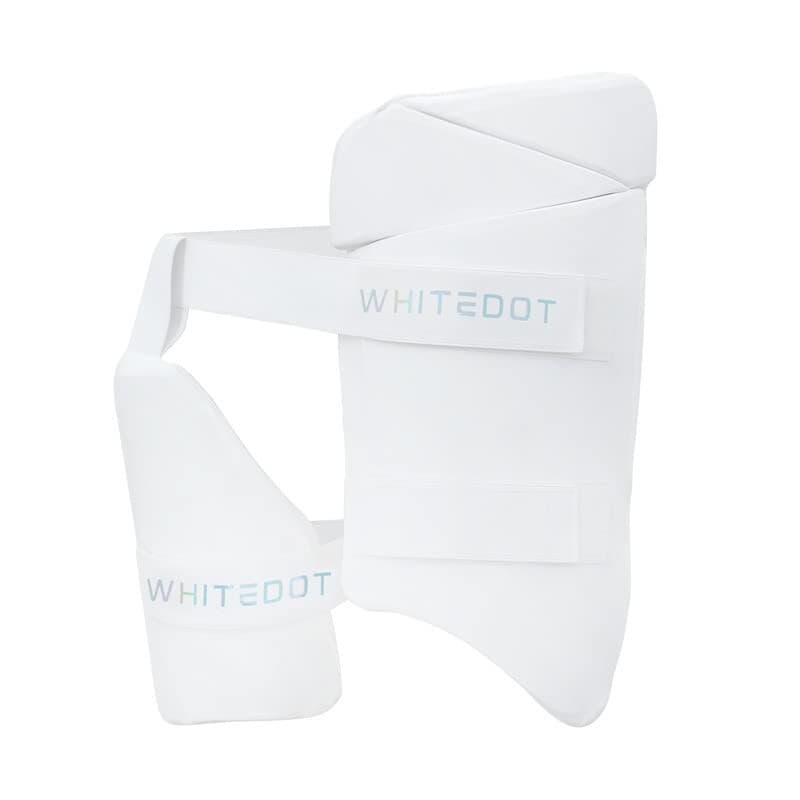 White Dot Cricket Thigh Guard Inner Youth Lower Body Protection Left Hand White 5