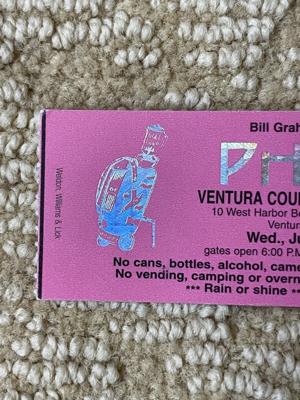 1997 Phish Jim Pollock PTBM Ticket Stub 7/30/1997 Ventura County Fairgrounds CA 2