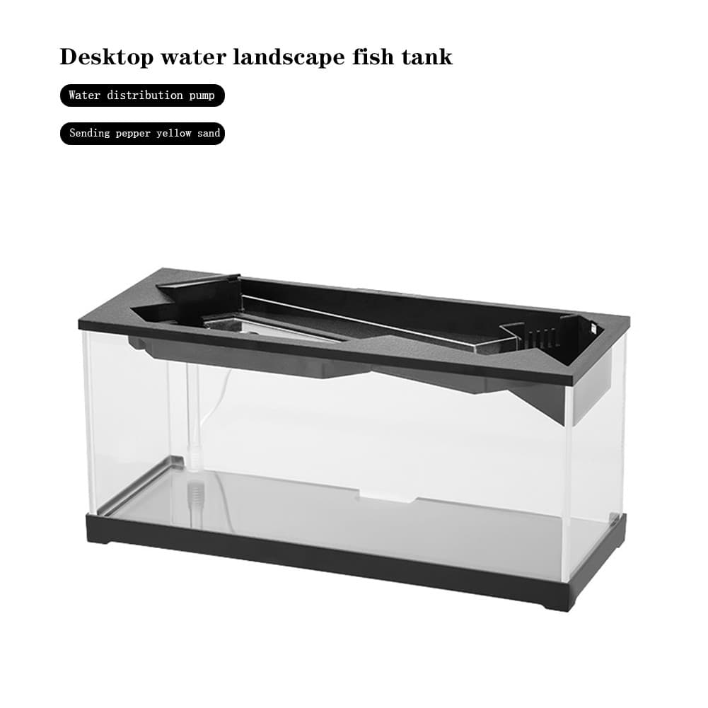 Small Fish Tank Aquarium w/ Light Water Pump Clear Cover Ecological Cycle System 3