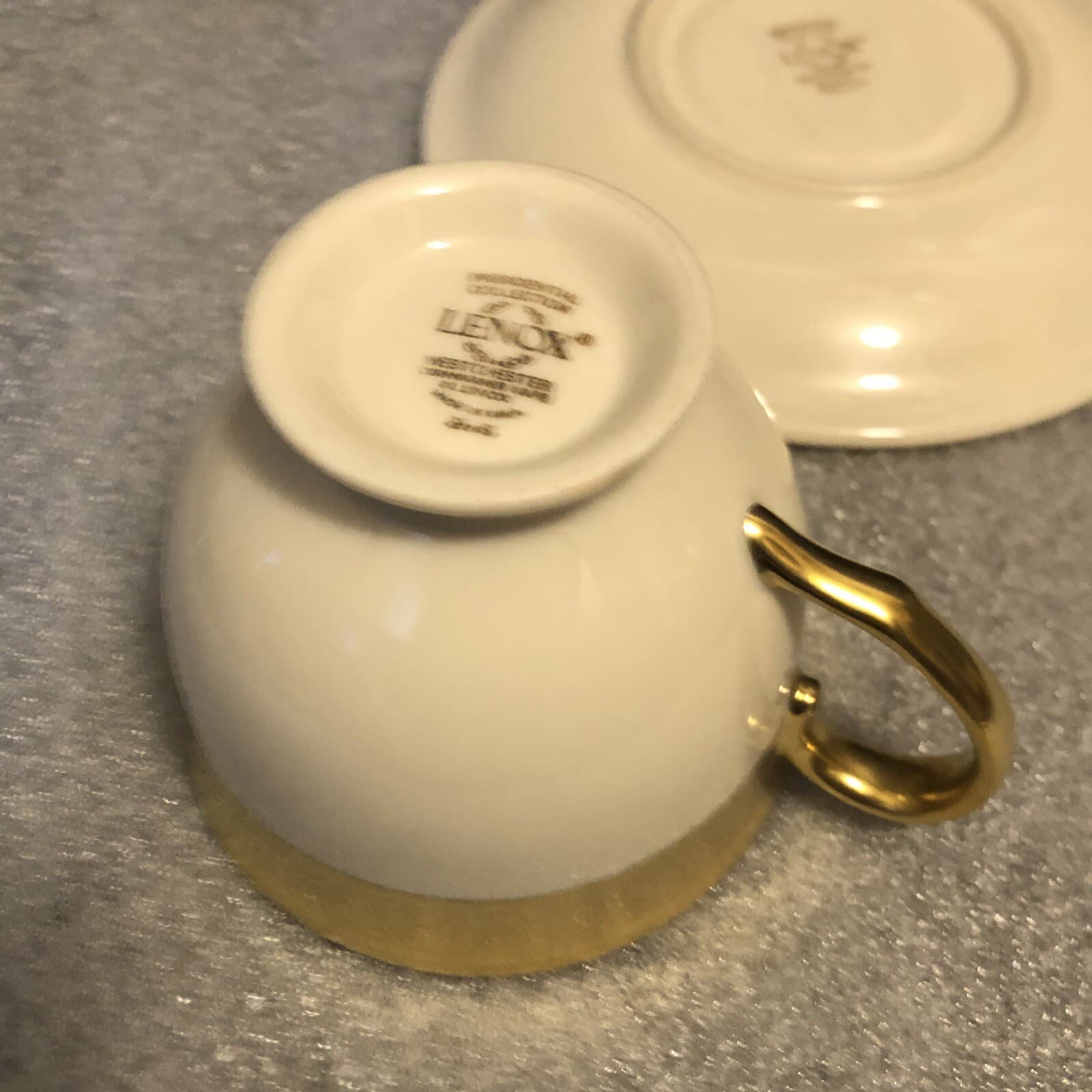 Vintage Lenox Westchester Footed Cup & Saucer Set w/Golden Encrusted Band 6