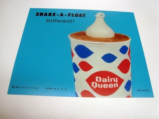 Circa 1961 Dairy Queen, DQ Lighted Sign Insert, SHAKE-A-FLOAT, Blue Version