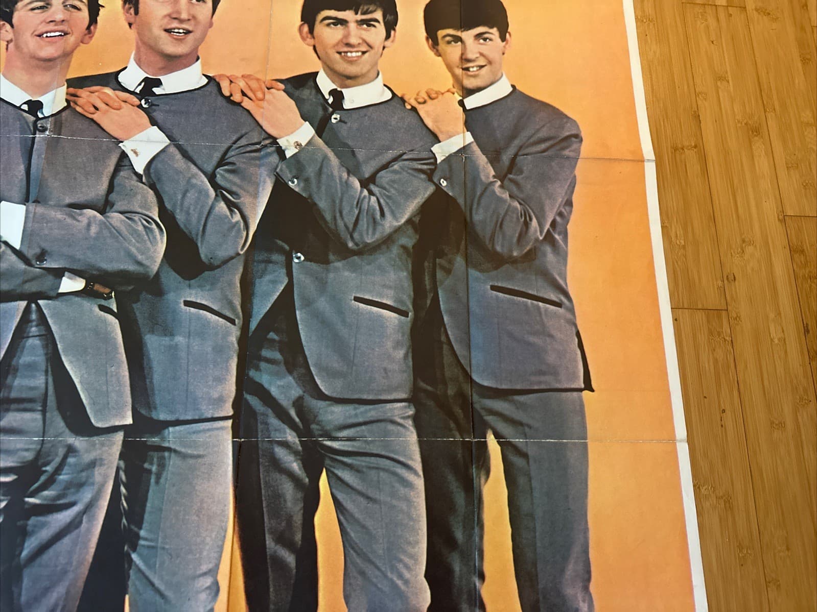 HUGE The Beatles 1964 Poster USA 39” x 55” Dezo Hoffman Auto-Signed Nehru Jacket 6