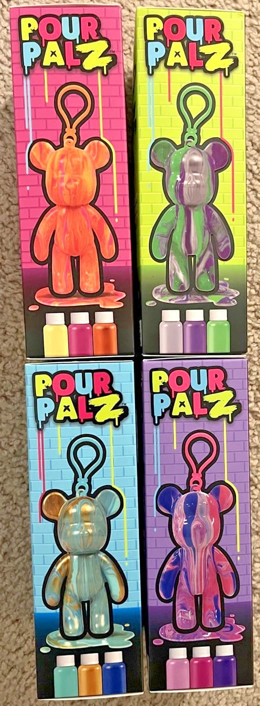 POUR PALZ KEY RING KITS 4x BRAND NEW IN HAND COLORS Pink Purple Green Blue DIY 3