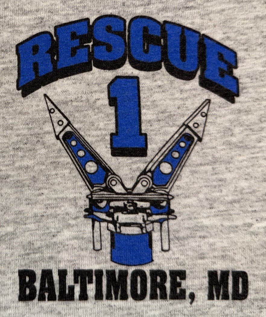 Baltimore Fire Department Maryland MD T-shirt Sz M Bravest Rescue 1 6