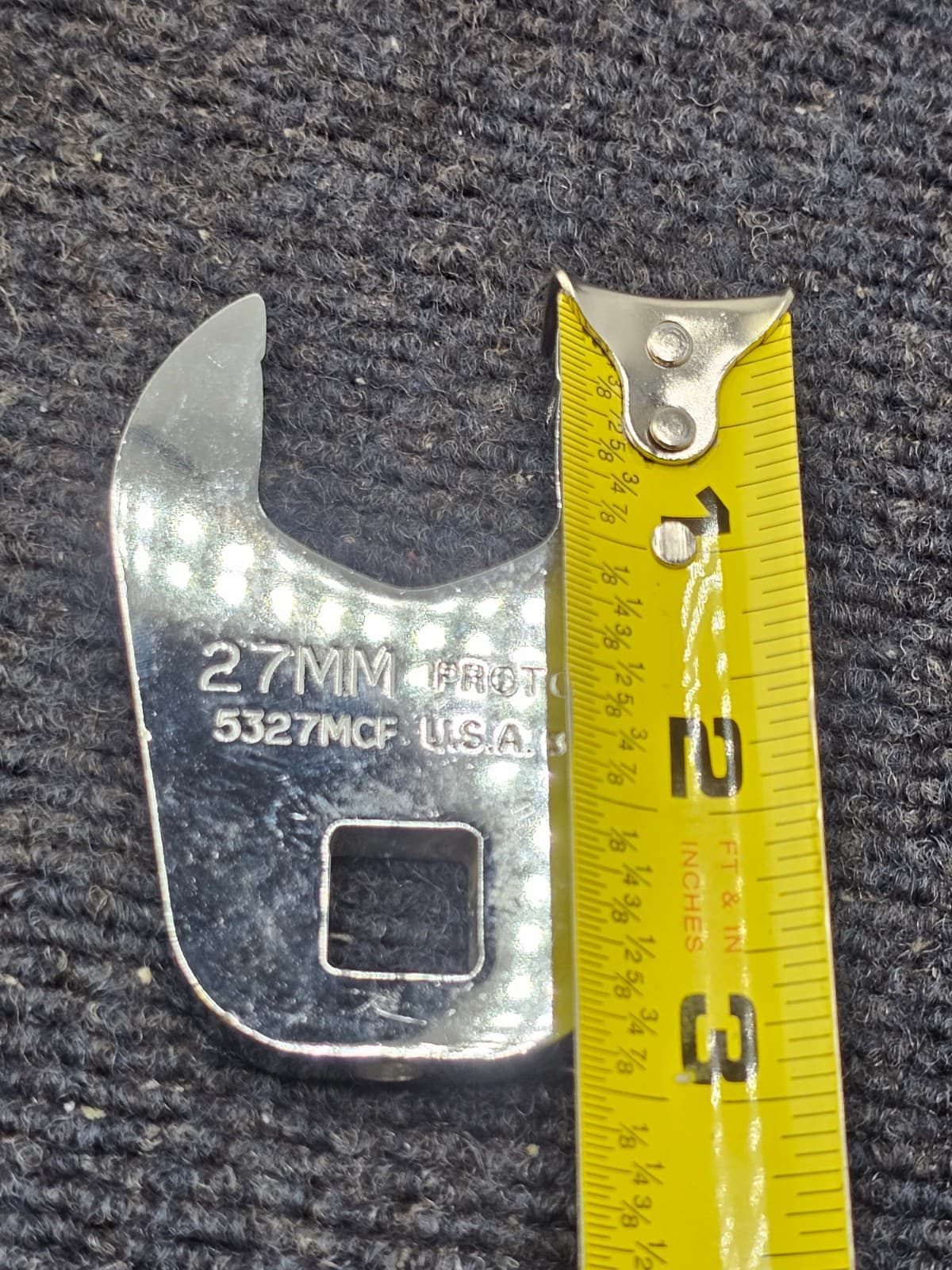 PROTO 5327MCF: 1/2" Drive 27mm Crowfoot Socket Wrench Open End 4