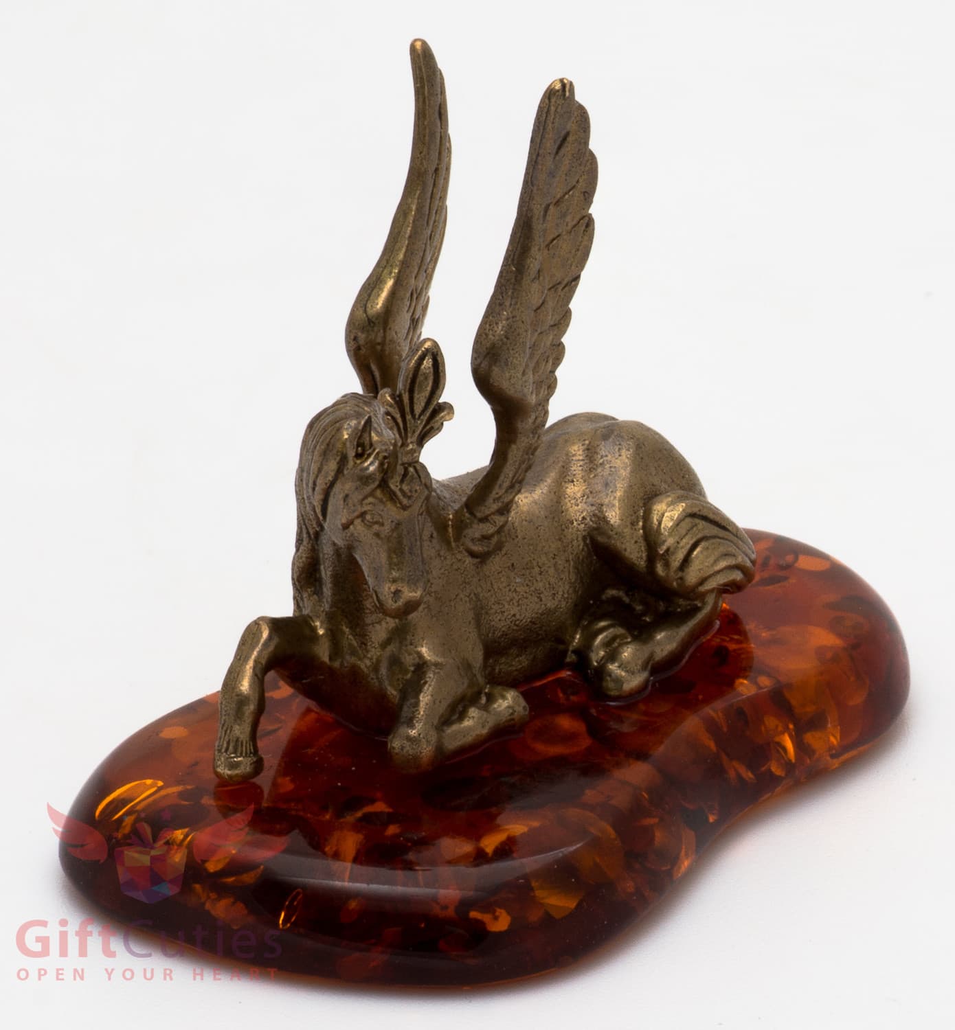 Solid Brass Amber Figurine of Pegasus Horse IronWork 2