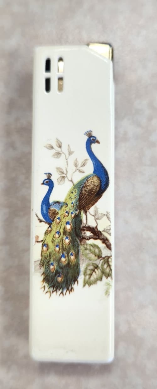 Vintage Colibri Matching Peacock Cigarette Case and Lighter Lot of 2 5