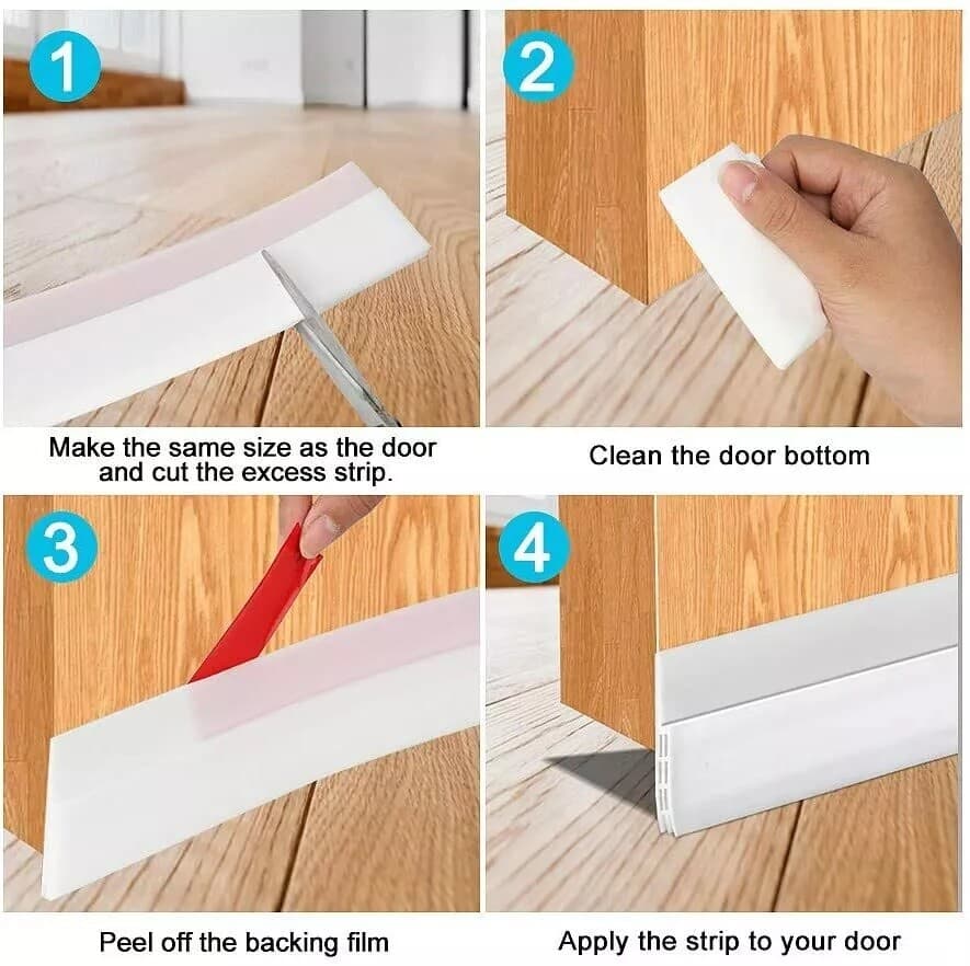 Under Door Sweep Weather Stripping Door Draft Stopper Blocker Strong Adhesive 3