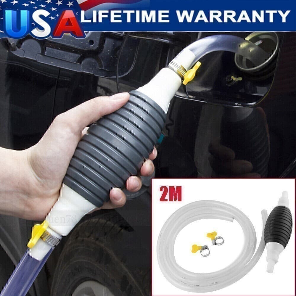 1SET Siphon Hand Pump Portable Manual Car Fuel Transfer Pump Fits For Gas Petrol 5