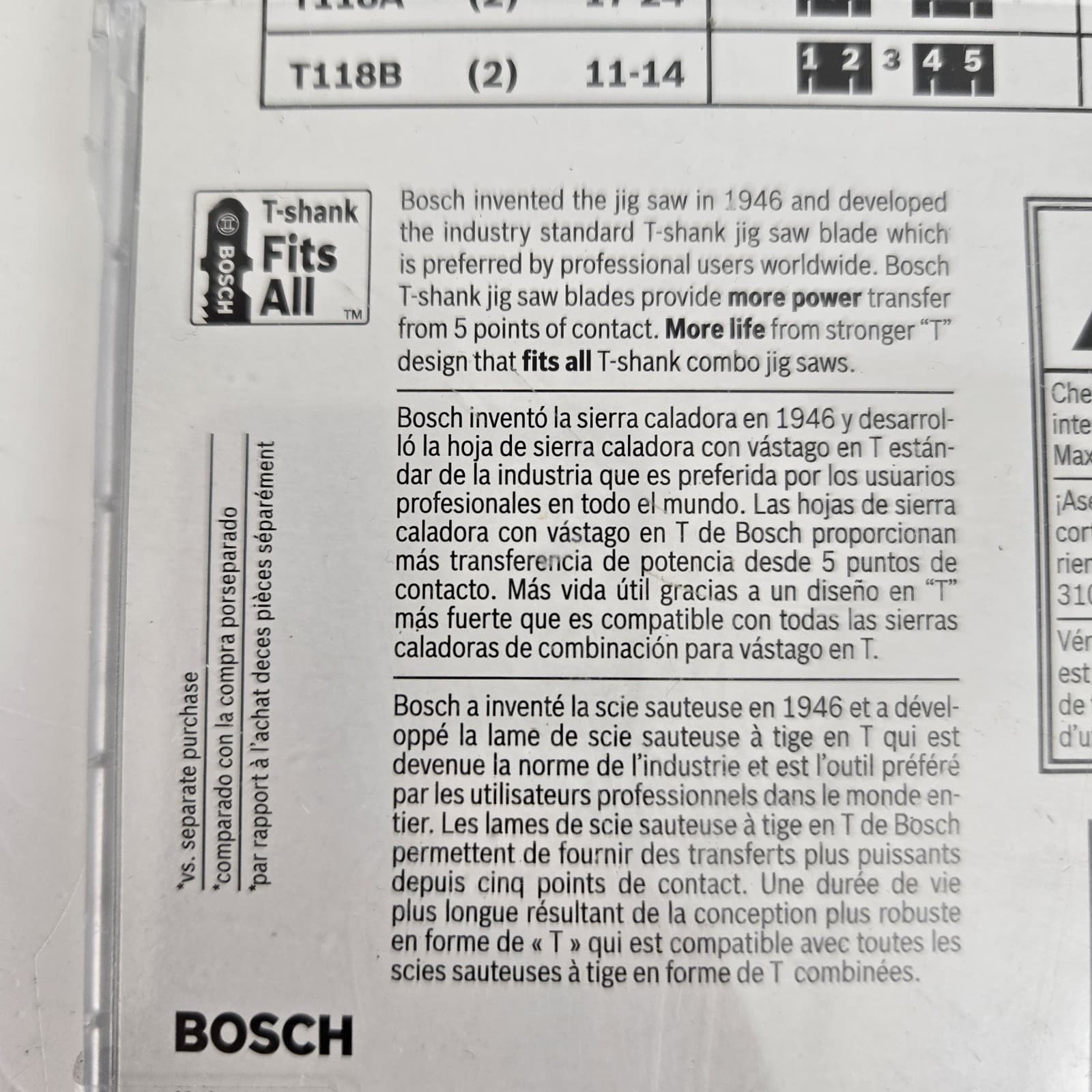 BOSCH 10 PC Jig Saw Blade Set T5002 T-Shank WOOD/METAL Basic/Clean/Speed 3