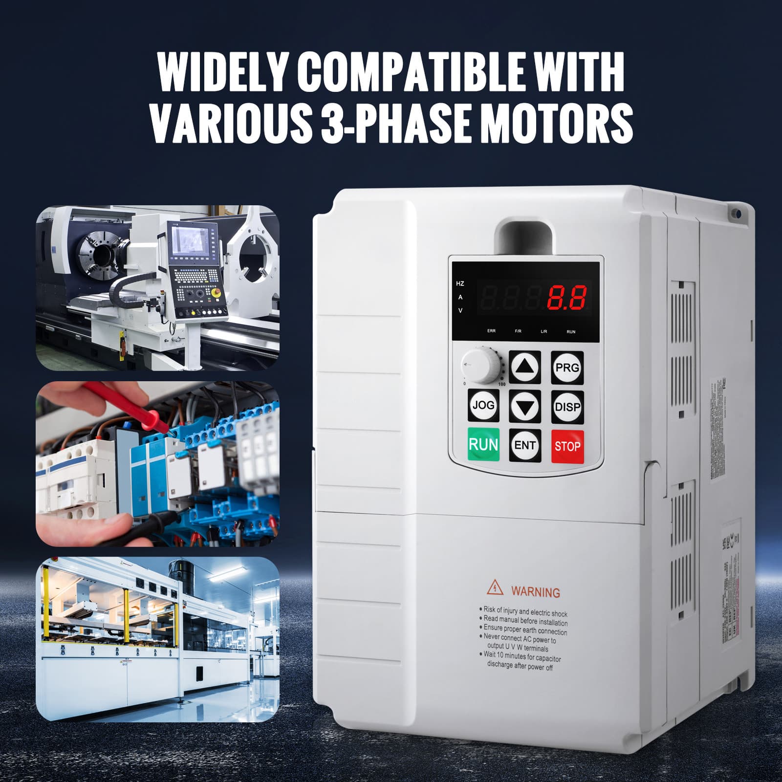 Uimoso 7.5KW 10HP Variable Frequency Drive Convert 1 To 3 Phase VFD 220V 6