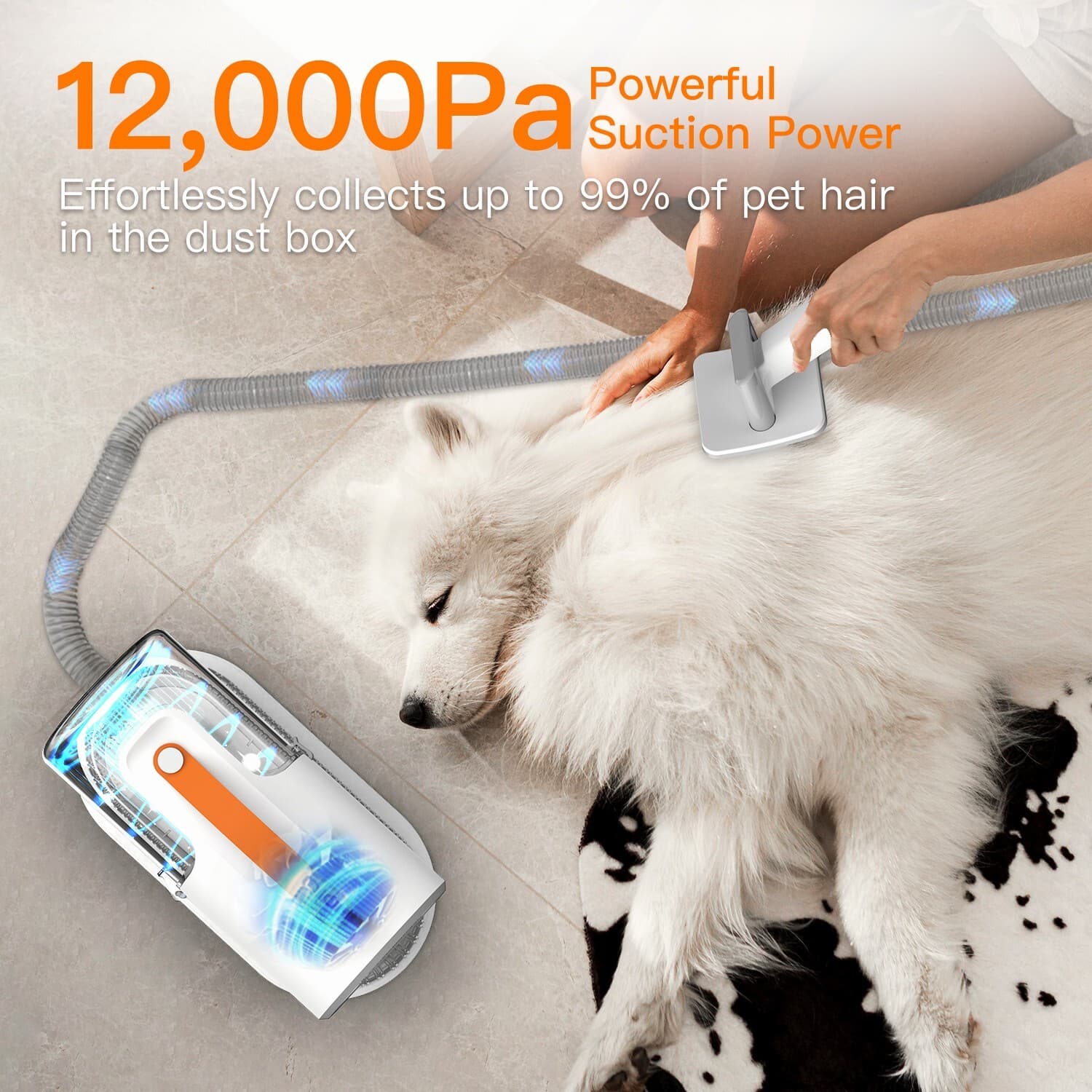 AIRROBO PG100 Pet Grooming Vacuum with 5 Grooming Tools, 12000Pa Suction Power 6