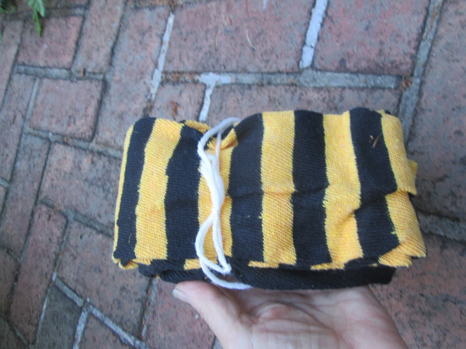 REENACTOR COLONIAL REV WAR 18-19TH C STOCKING STRIPED YELLOW BLACK COTTON PIRATE 2