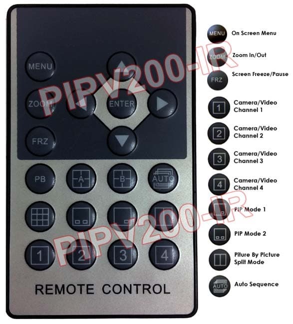 IR Remote For Surveillance Video Processor PIPV2 PIPV200 PIPV4 Multiplexer
