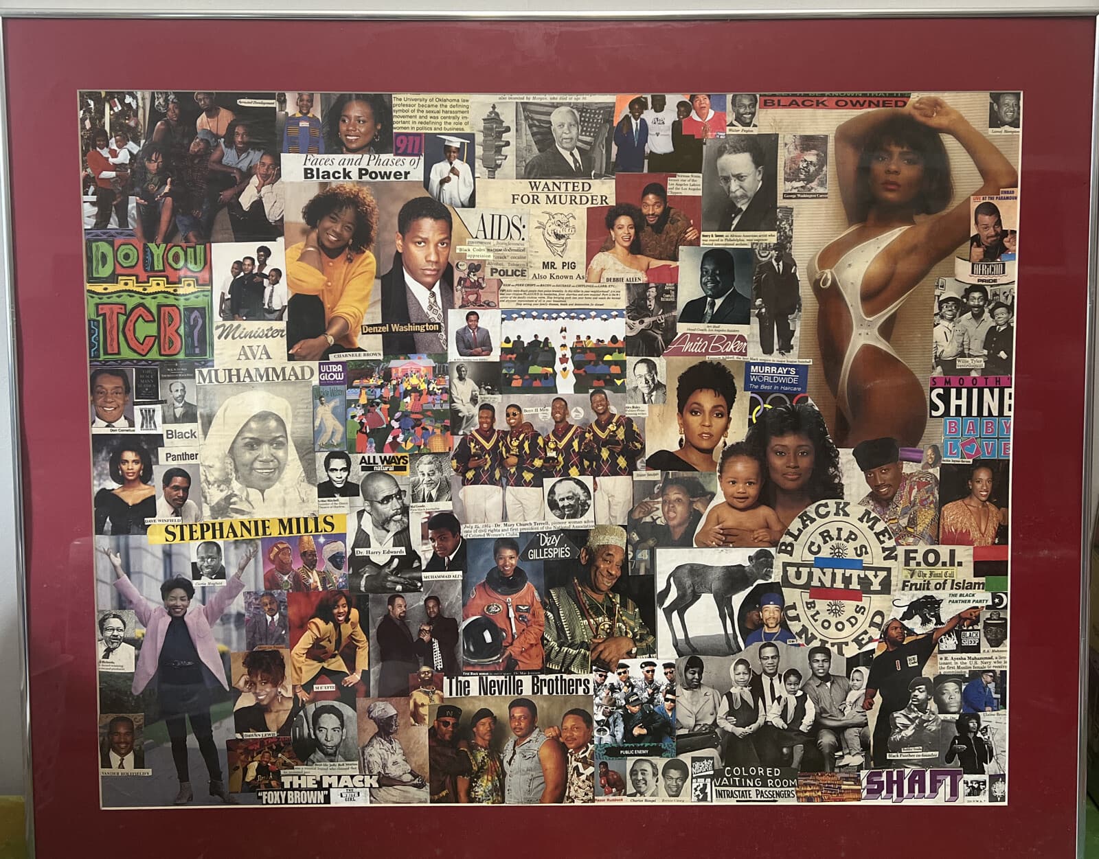 VINTAGE AFRICAN AMERICAN FINE ART COLLAGE 1990s 1980s History Black Power Ali