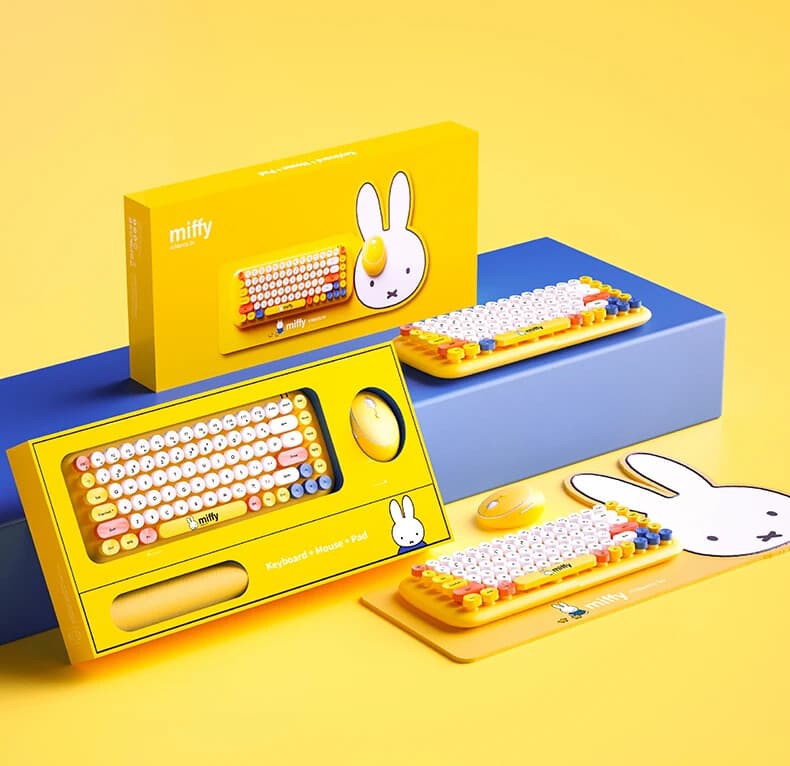 Miffy Dick Bruna Keyboard + Mouse + Mat Set Wireless Blue Yellow
