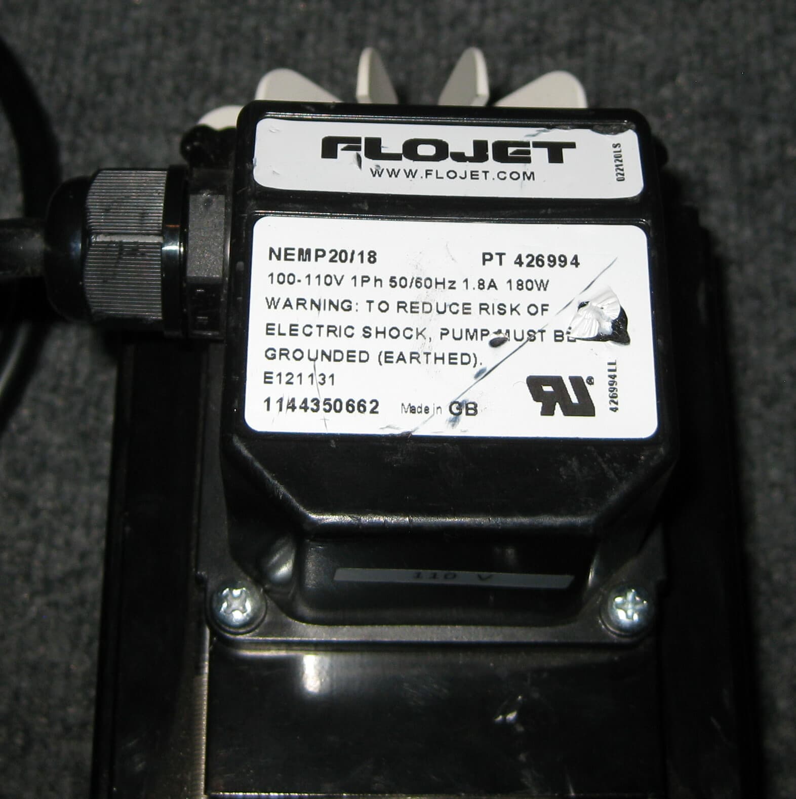 Electric Motor for Flojet Magnetically Coupled Centrifugal GP20/18 Pump 110V AC 4