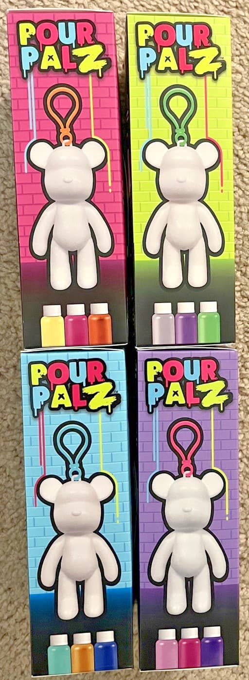POUR PALZ KEY RING KITS 4x BRAND NEW IN HAND COLORS Pink Purple Green Blue DIY 4