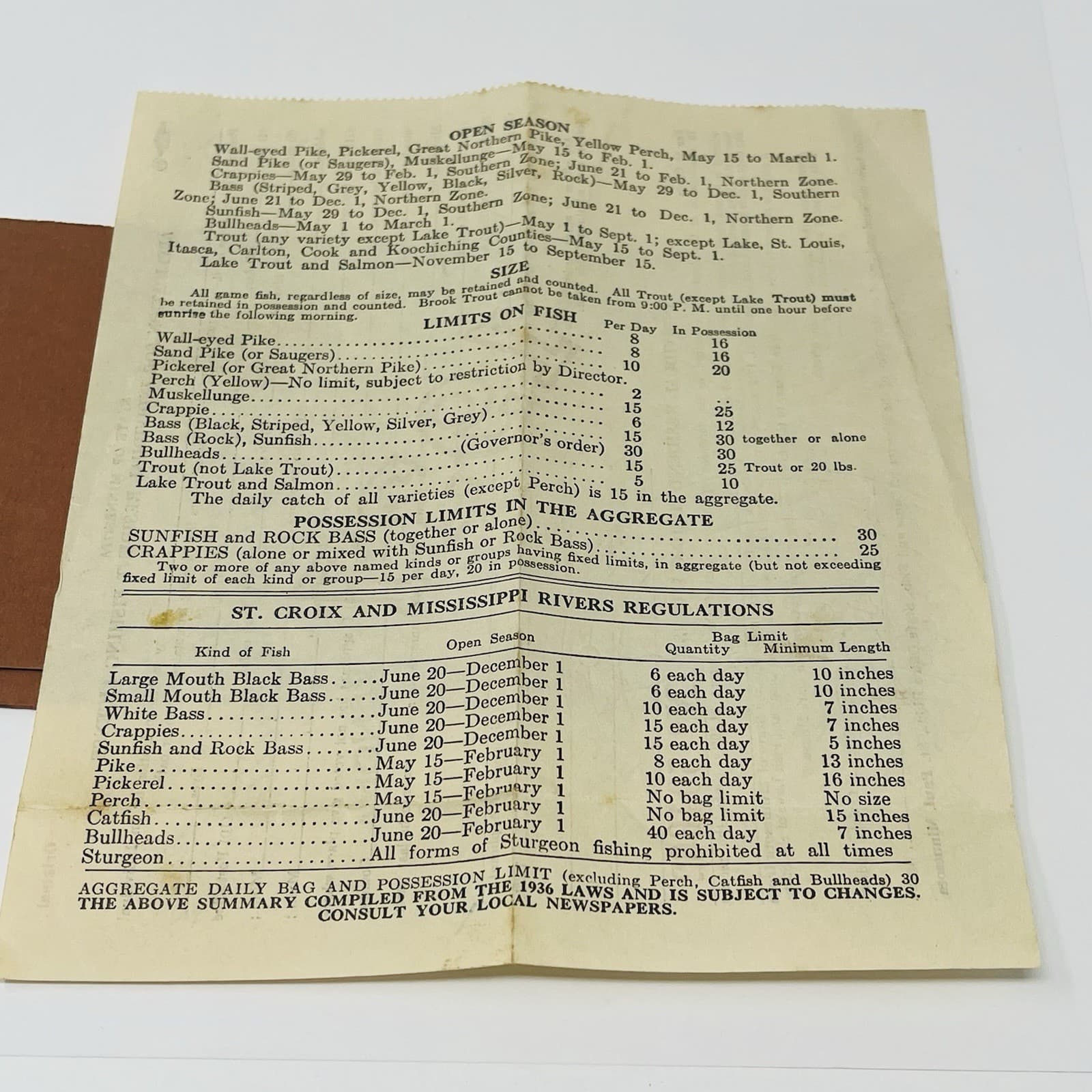 1937 Winona Minnesota Individual Fishing License Wallet Cities Service Oil 4