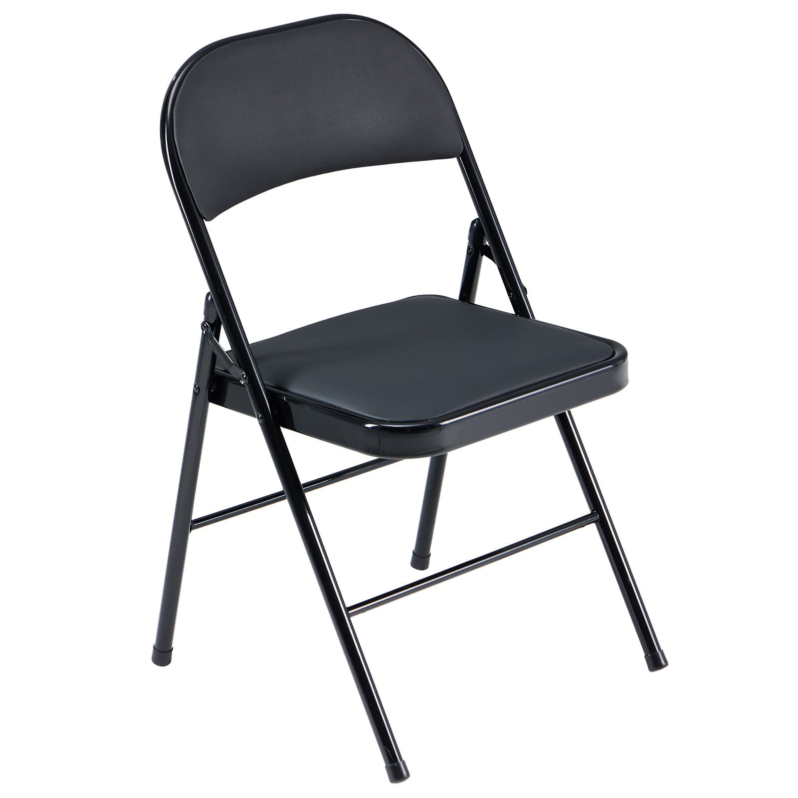 4 Pack Commercial Contoured Folding Chairs Set Steel Frame Plastic Seat Black 6