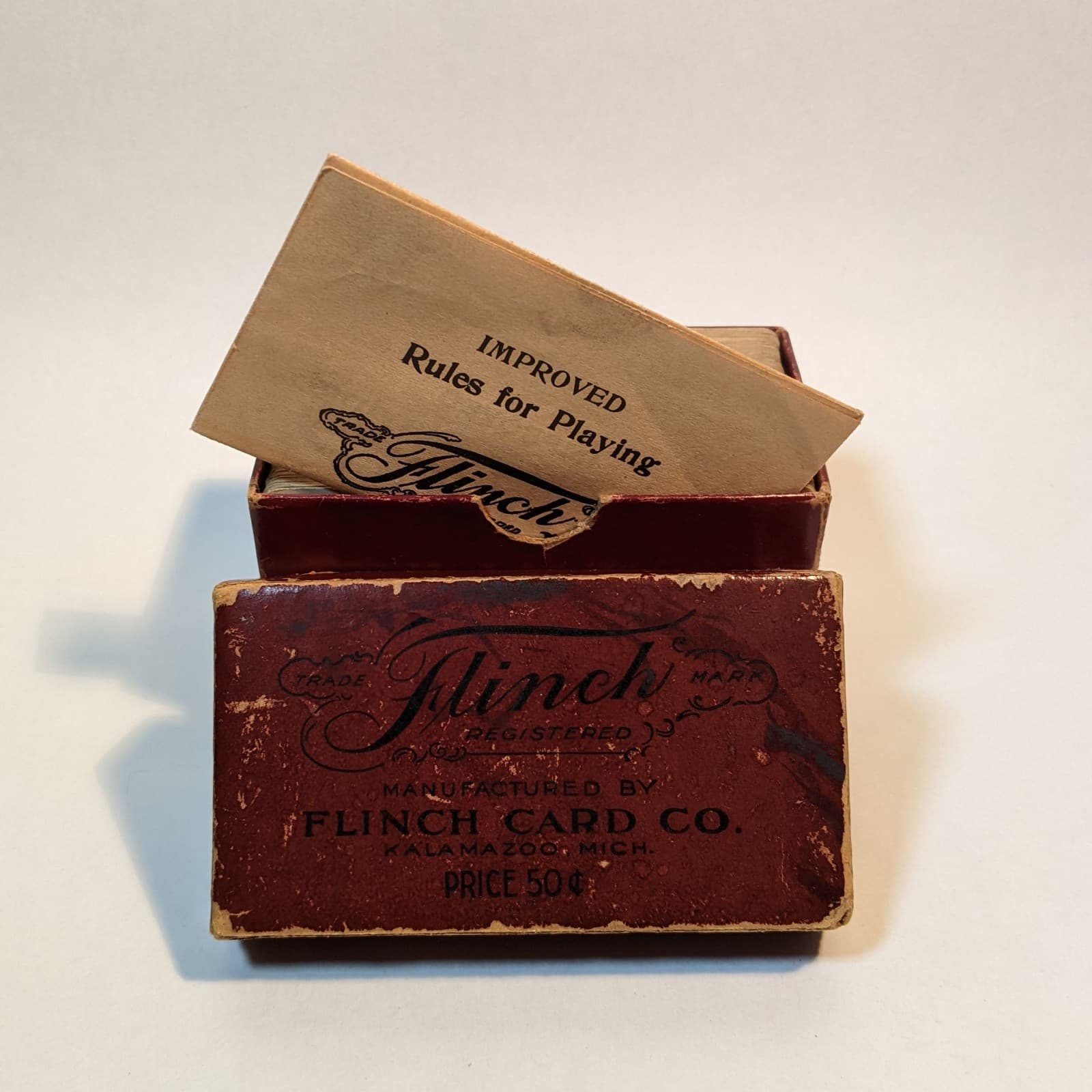 Antique 1913 "Flinch Card Game" w/ Rule Book in Original Box - Free Shipping