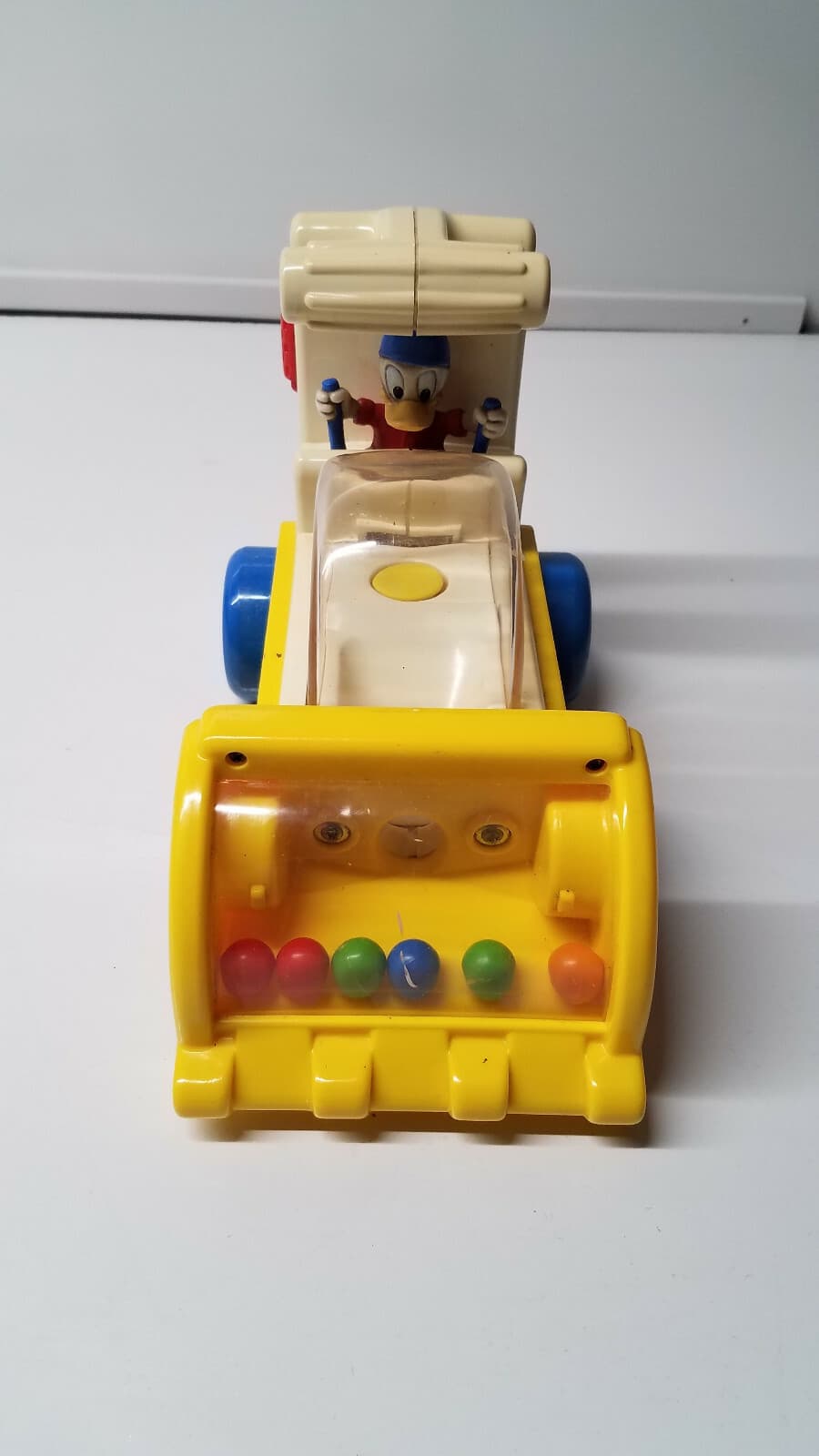 DISNEY DONALD DUCK POP BULLDOZER WORKS SOLID PLASTIC
