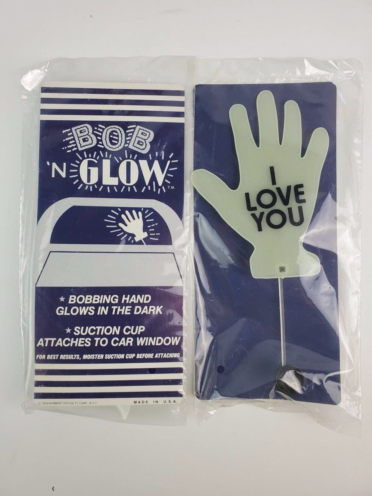 1979 Bob 'n Glow Waving hand w/ suction cup for Rear car window I Love You