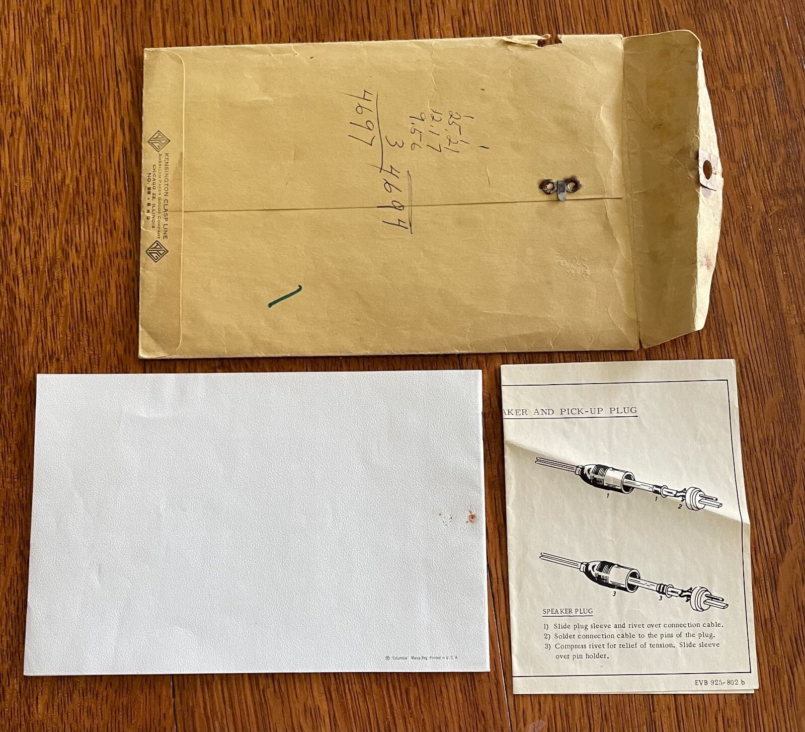 Vintage Original COLUMBIA PHONOGRAPH MODEL C-1148 Instruction Manual Envelope 2