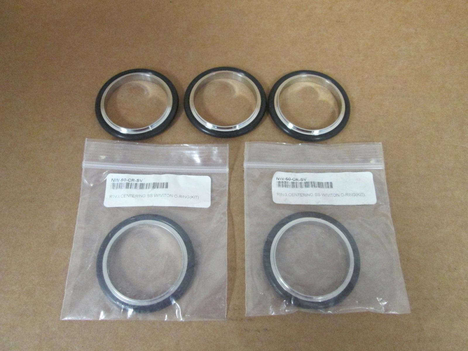(5) Nor-Cal  NW-50-CR-SV  ST/ST Centring Seal Assembly w/Viton O-Ring, (2 new)