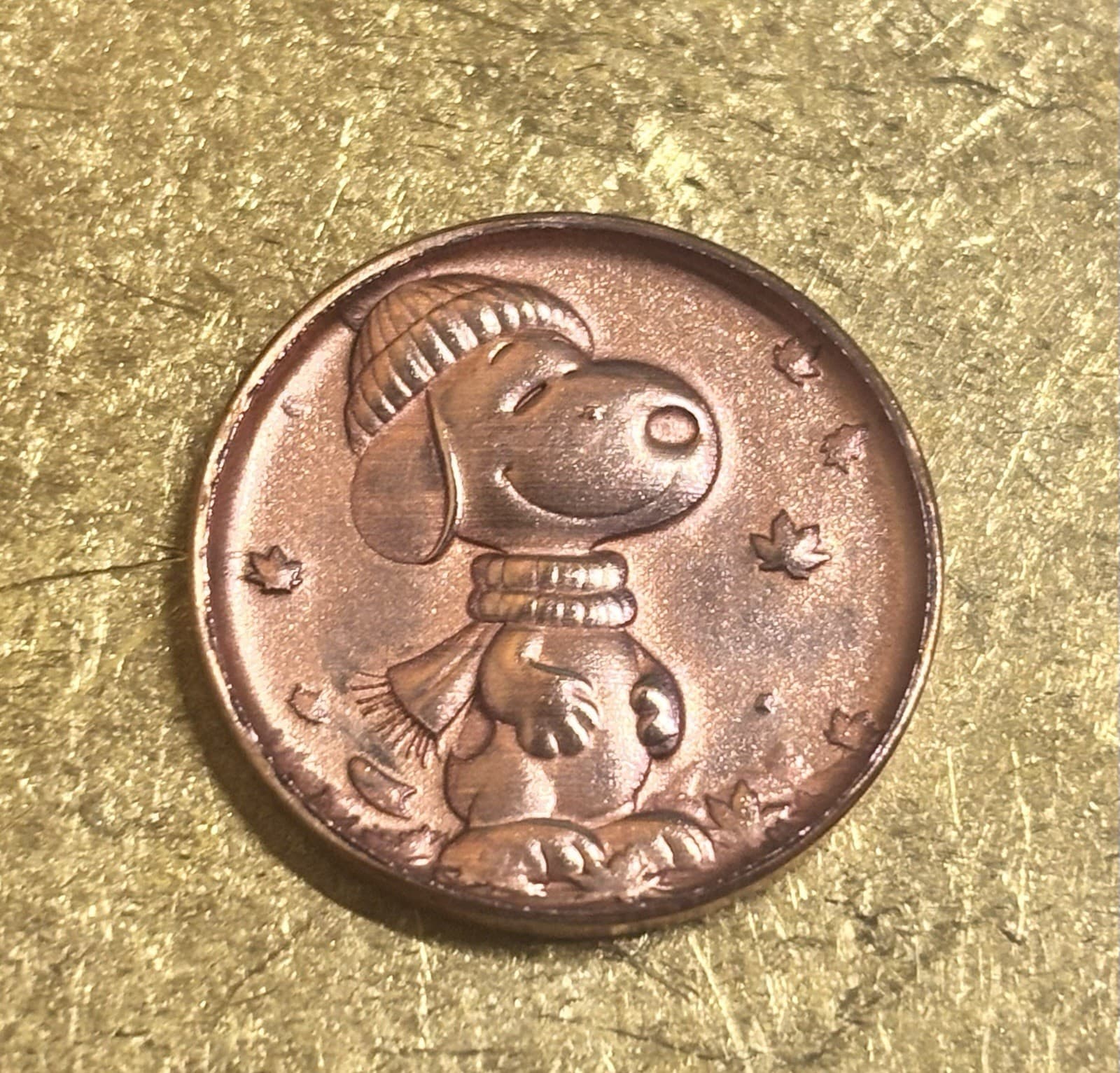 HOBO Nickel Folk Art Love Token Deeply Engraved Snoopy