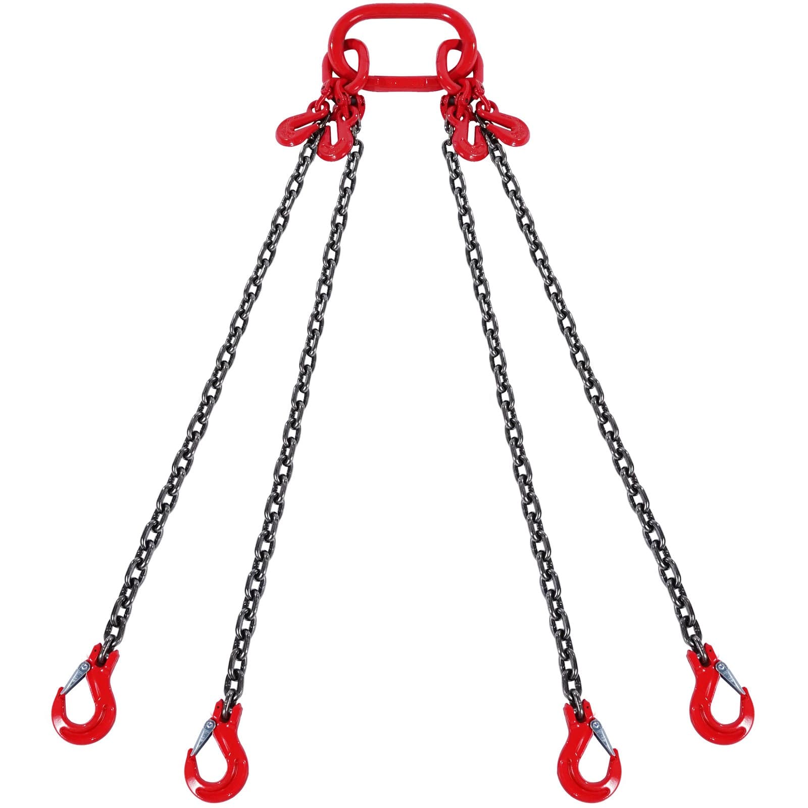 3/8" x 10' Chain Sling 4 Legs G80 Lifting Chain with Grab Hooks 18400 lbs