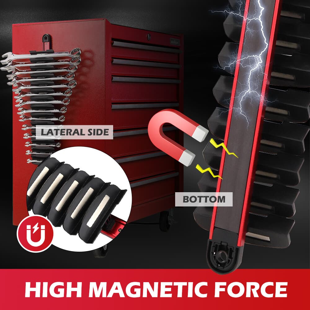 3PC Super Magnetic Wrench Holder Tool Organizer Adjustable Wall Hang 42 Spanner 6