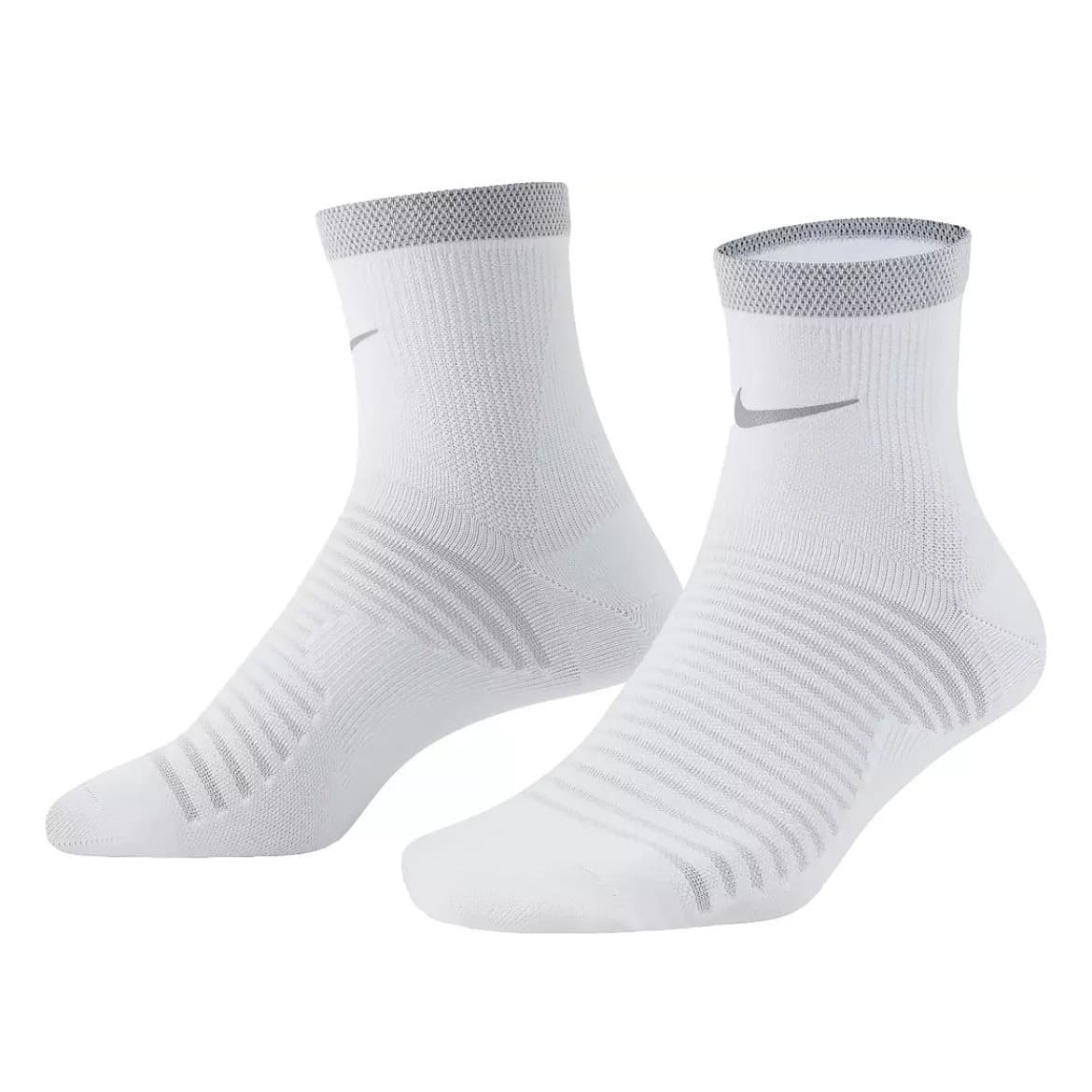2 Nike Spark Ankle Running Socks White Gray Cushioned Dri-FIT W 9.5-11 Men 8-9.5 6