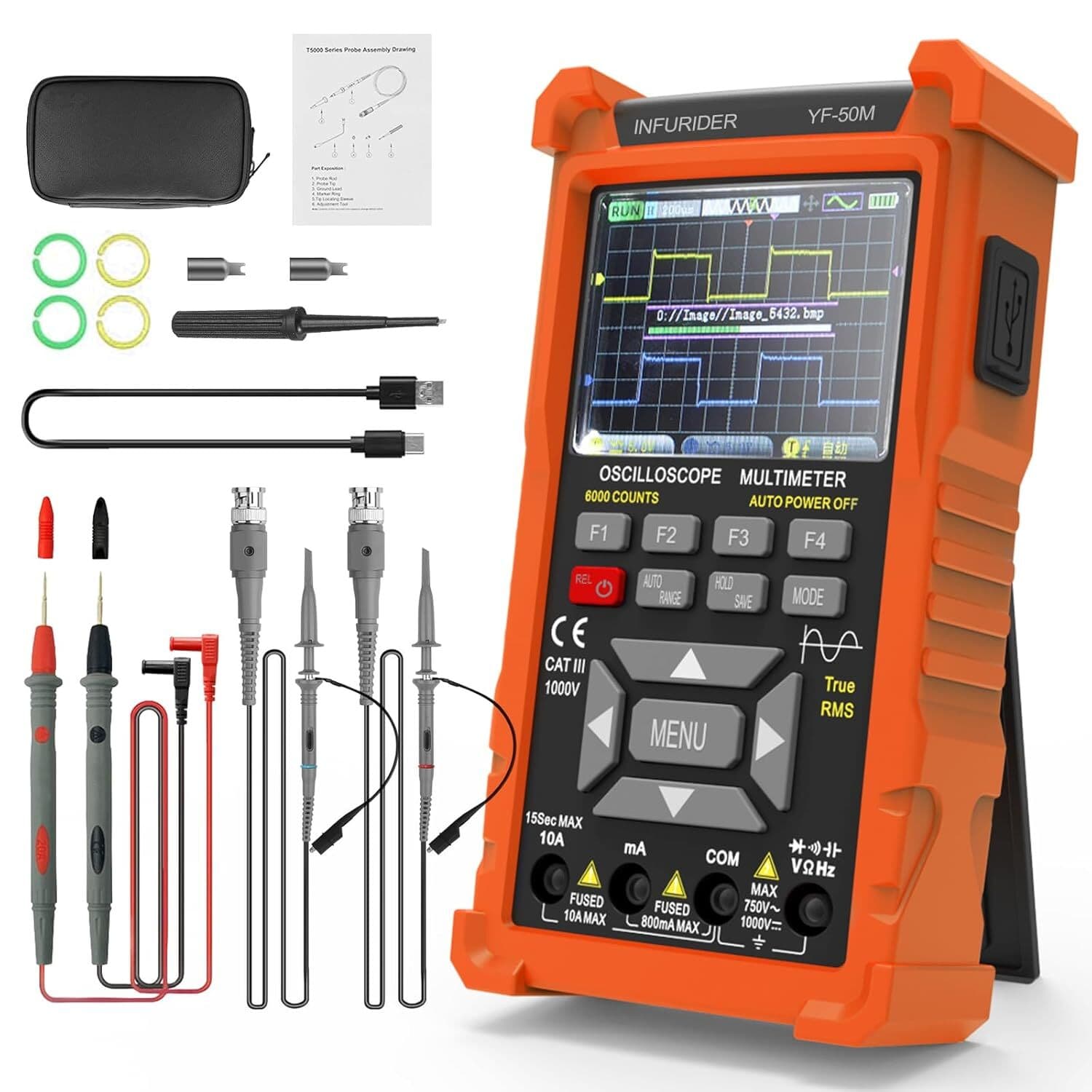 3 in 1 Handheld Oscilloscope Multimeter Digital Signal Generator 2 Channel 50MHZ